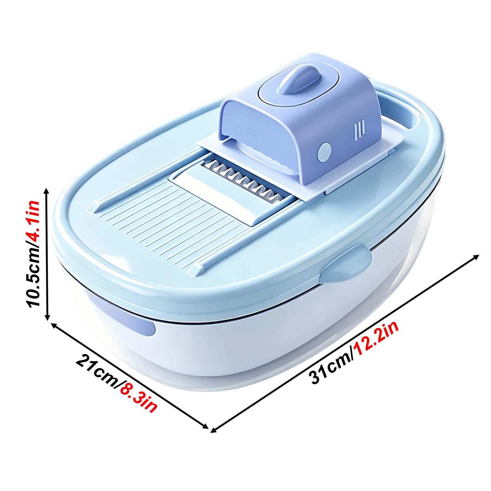 Multifuncional Cortador de Verdura Manual 6 en 1, Mandolina de Cocina Profesional, Gran Capacidad, con 6 Grosores Corte, Soporte para Alimentos y Recipiente Recolector