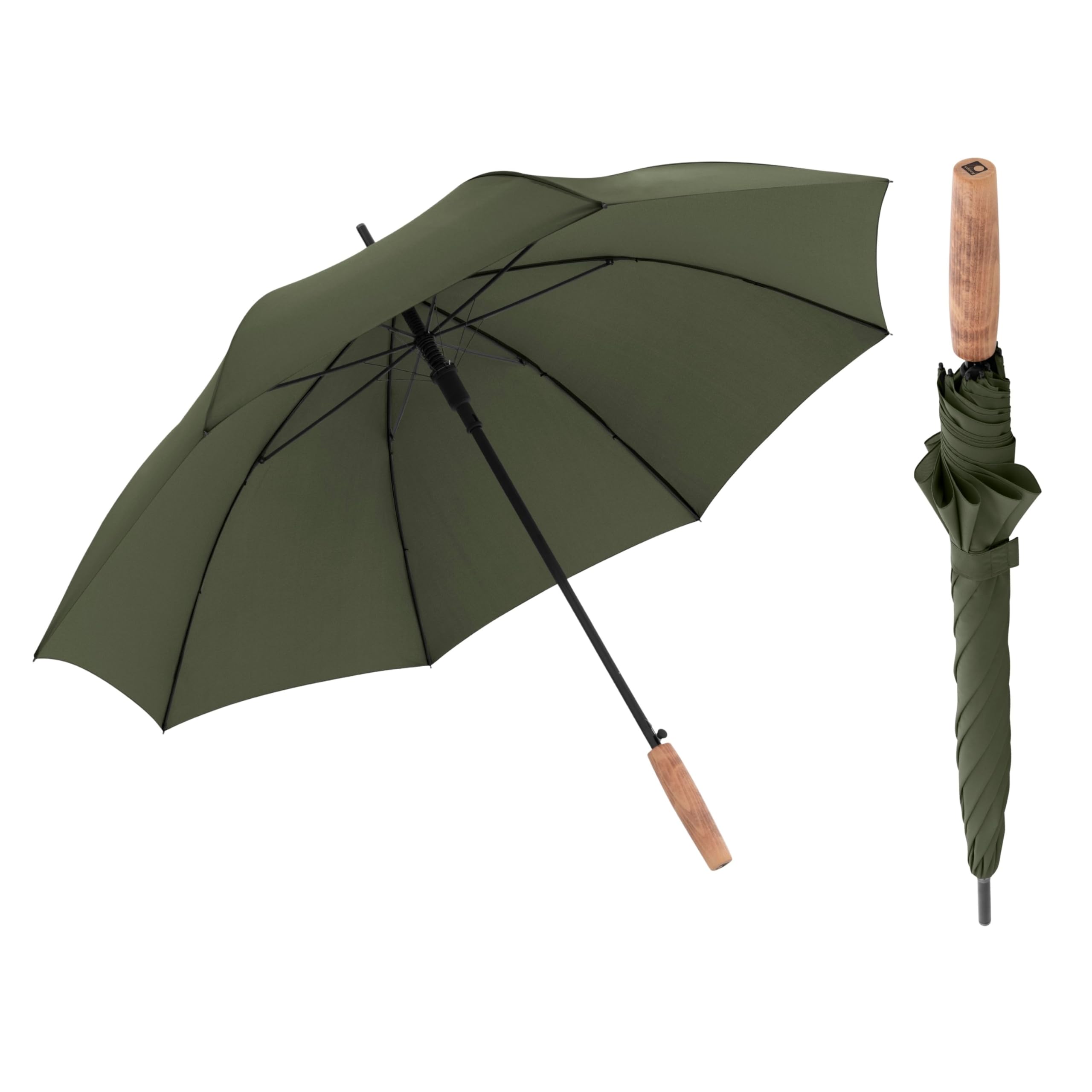 Knirps umbrella Timber Stick Automatic Olive