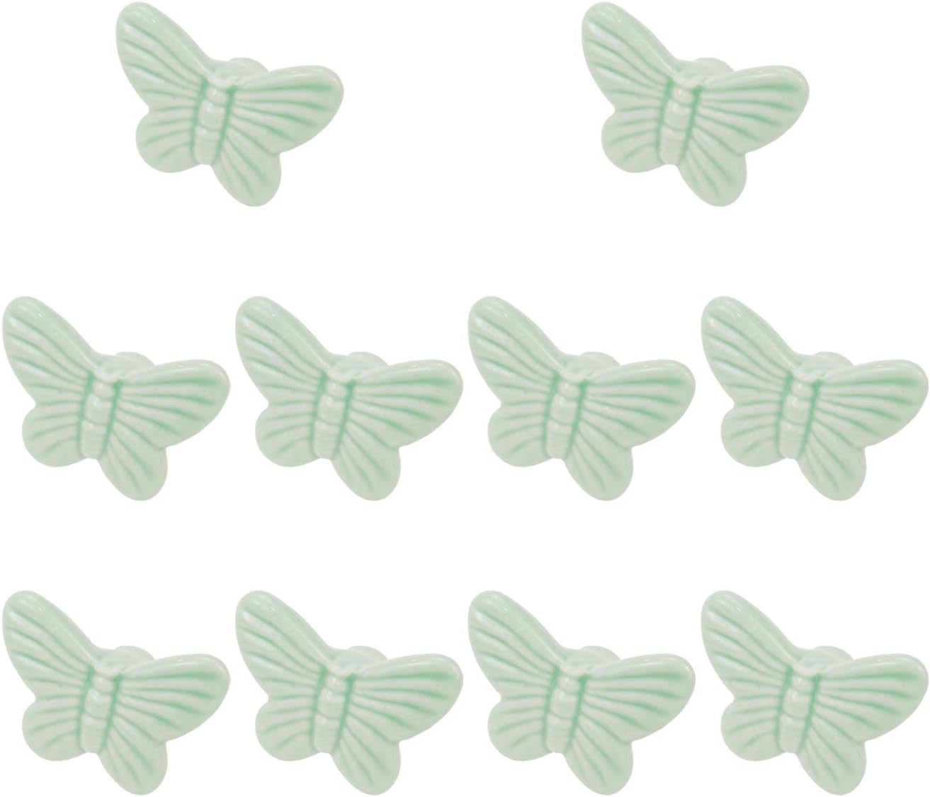 Geesatis Butterfly Cabinet Knobs,Single Hole Pulls Handles,Ceramic Pulls Knobs for Furniture Kitchen Drawer Closet Handle Hardware, with Mounting Screws,Pack of 10