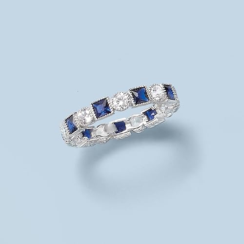 Miniatura 4 de Ross-Simons 1.20 ct. t.w. Square Simulated Sapphire and .80 ct. t.w. CZ Eternity Band in Sterling Silver