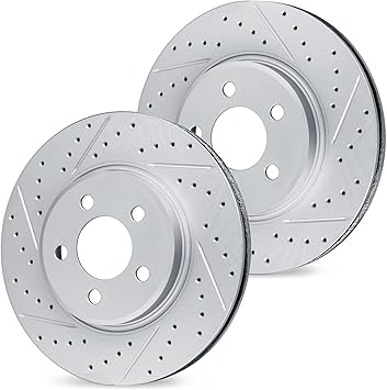 R1 Concepts Rear Brake Rotors For 2019-2020 Porsche Cayenne, 2022-2023 Porsche Cayenne| Drilled Slotted Disc Brake Rotors| Brakes and Rotors Brakes and Rotors
