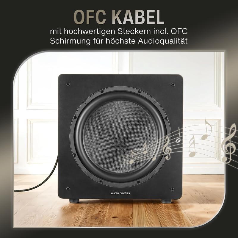 audio pirates by cammica 2x2 RCA Spitzenklasse Hifi Cinch Kabel | 0,5m | Stereo Audio Kabel | OFC Kupfer | OD: 8mm | Nylon-Ummantelung | 24K Goldkontakte | Hifi, Home Cinema, Auto | LUXURY COLLECTION
