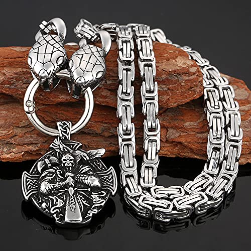 Pendentif Viking Odin pour homme : chaîne de cou serpent et amulette Valknut