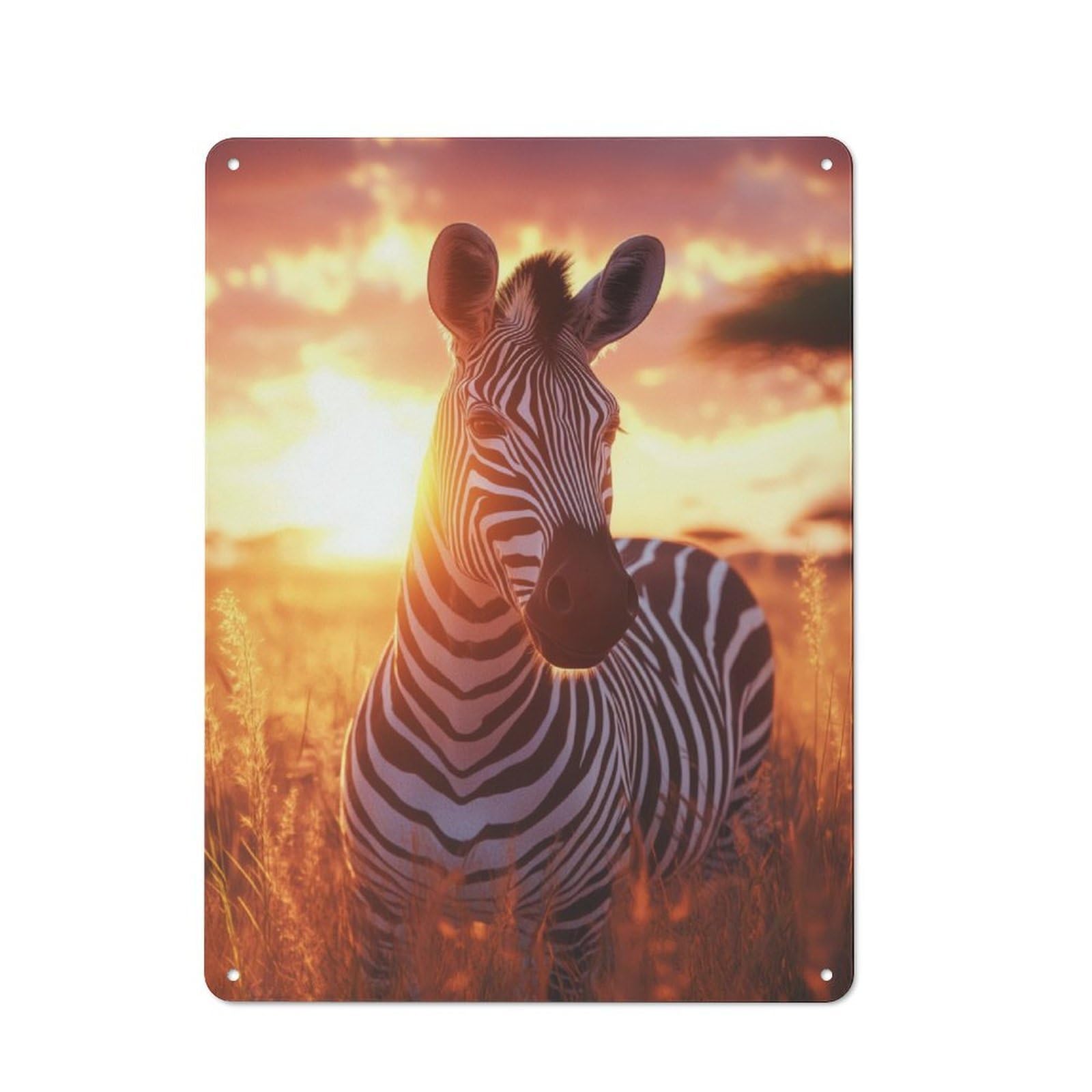 Junmoney Zebra Sunset Harmony Tin Sign 40X30cm With For Workshop Wall, Vintage Decor, For Metal Sign Collectors, For Garage And Workshop Walls