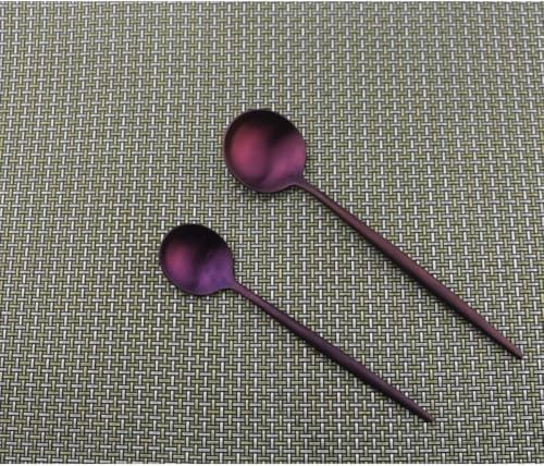 Image of Sterling Set | Satin Finish French Style Stainless Steel Flatware Set with Giftable Box | Dishwasher Safe Tableware for Home, Restaurant & Corporate Gifting (Raspberry Purple, 24 Pieces)
