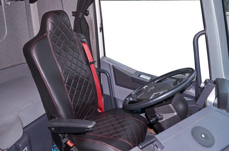 Material: Pelle sintetica Generic Coprisedili per camion compatibili con Renault gamma T, coppia di nero/rosso