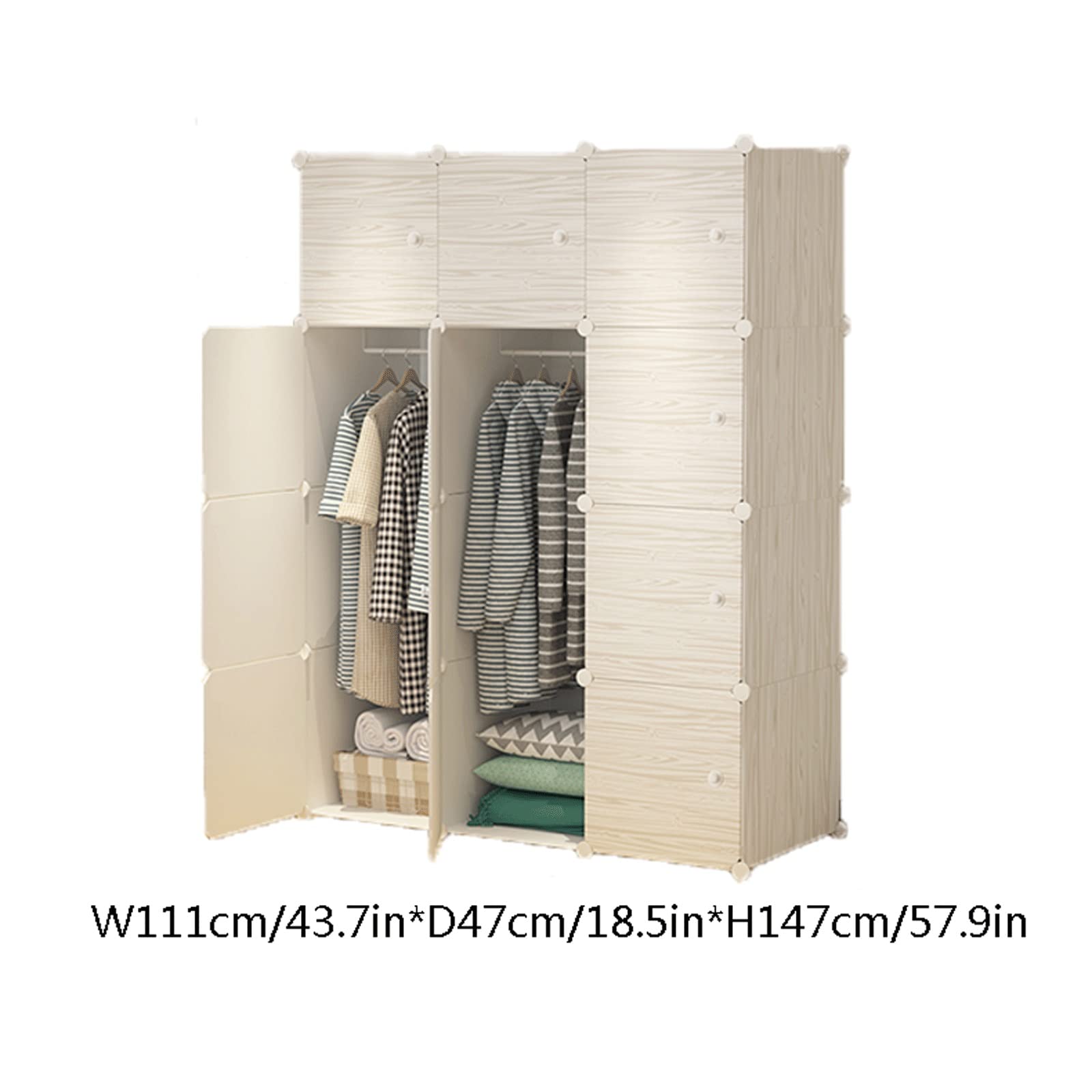 Kleiderschrank, Stoffschrank Tragbare Kleiderschrank Kleidung Lagerschrank Kombination Kleiderschrank mit 2 hängenden Schienen Cube Kleiderschrank Faltbare Kleiderschrank for Wohnzimmer Schlafzimmer I