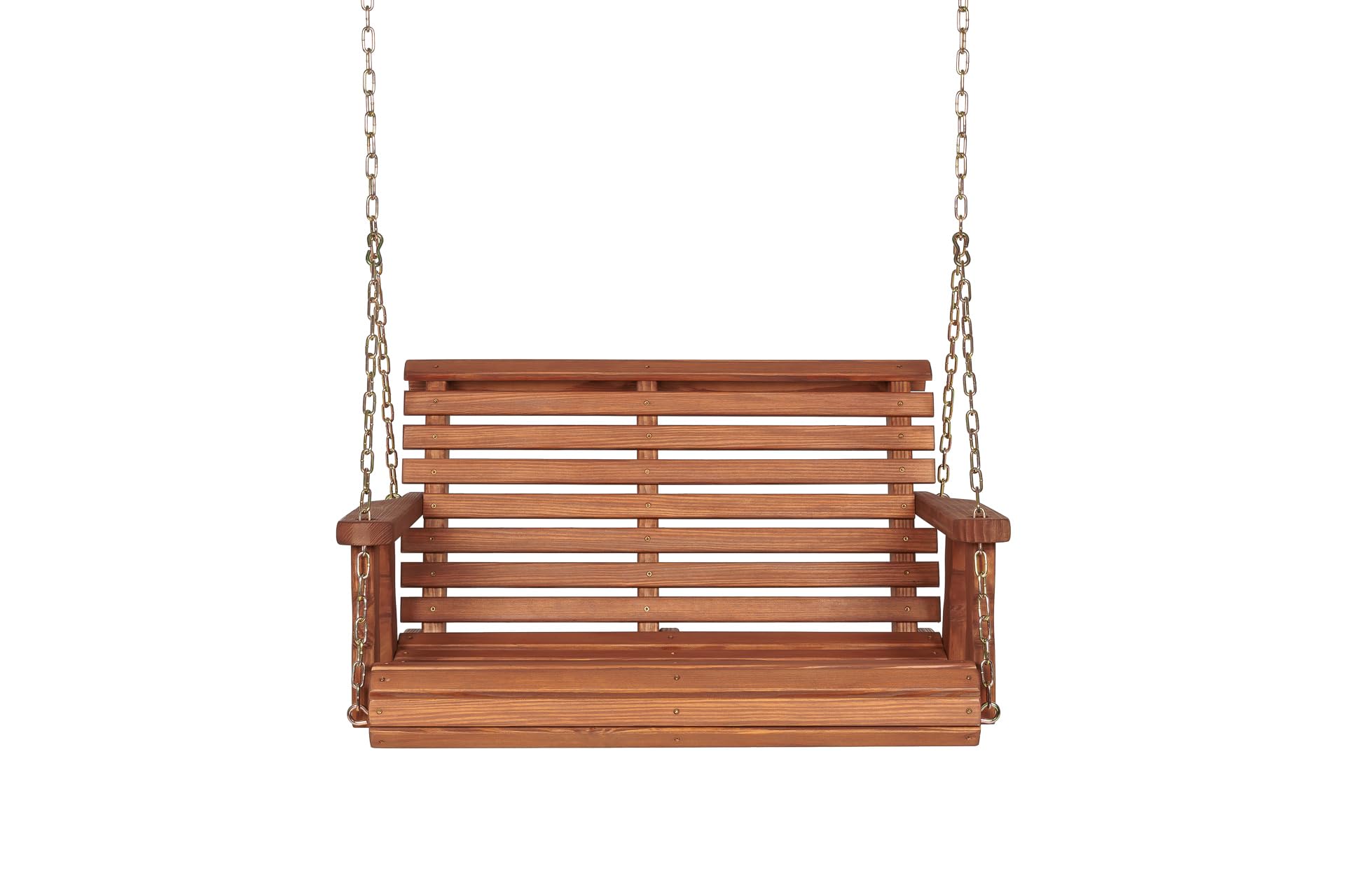 Amish Casual Heavy Duty 700 Lb Capacity Porch Swing (3 Foot, Cedar Stain) – Wooden Outdoor Roll Back Swing with Hanging Chains – Amish Made in the USA