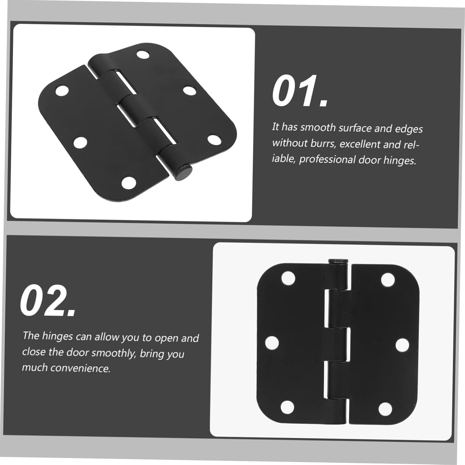 4pcs Heavy Duty Door Hinges Rust Resistant Residential Hinges for Home Black Matte Finish Easy Installation for Doors and