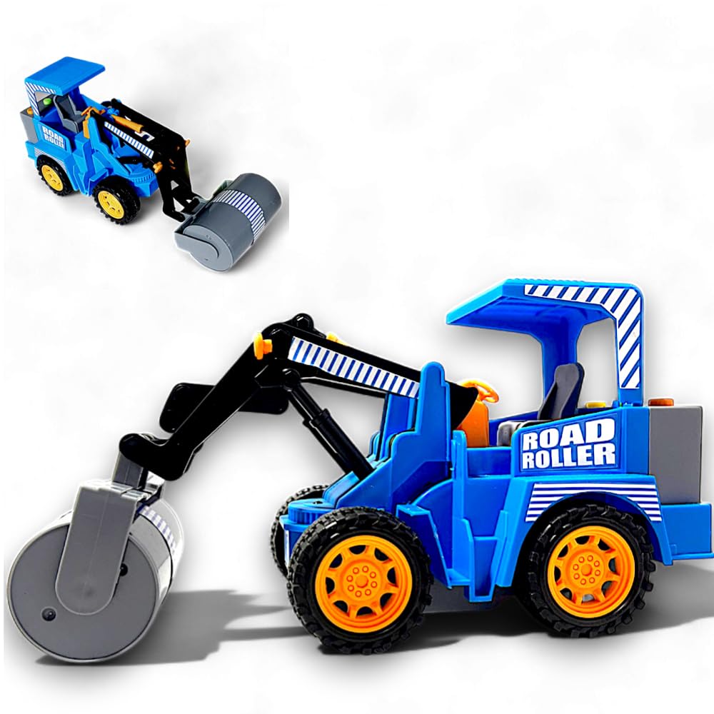 JCB Construction Vehicle Set for Kids | Musical Road Roller Toy Car with Lights & 3 Sound Modes | Durable Plastic | Toy for Boys & Girls Ages 3+ | Blue | Model 8032