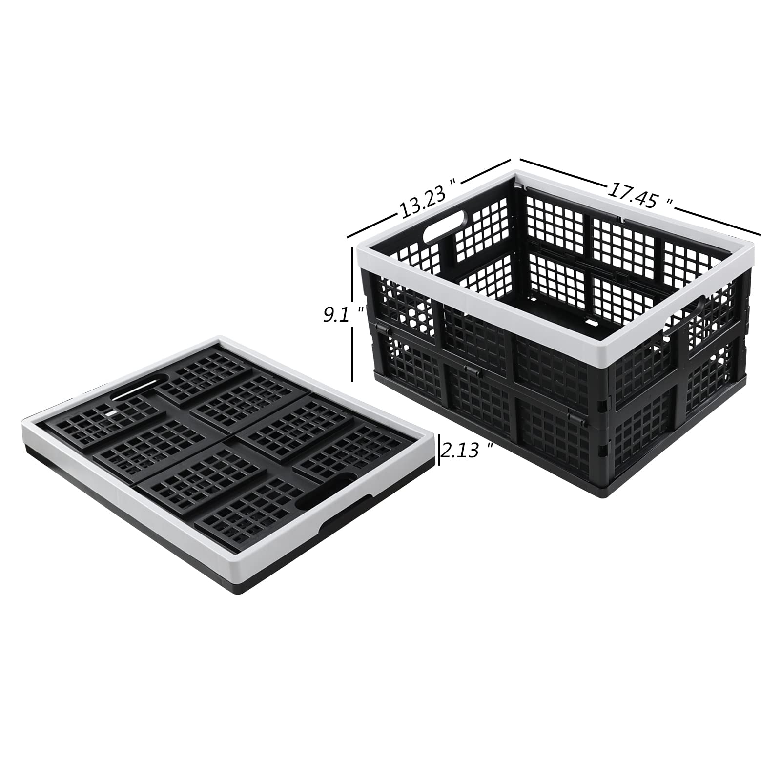 Wekioger Lot de 2 caisses de rangement pliables en plastique 35 l