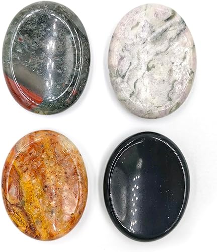 Miniatura 1 de 4 piedras de bolsillo para el pulgar, piedras de preocupación para la ansiedad, piedras curativas, obsidiana, piedra de sangre africana, ágata loca,
