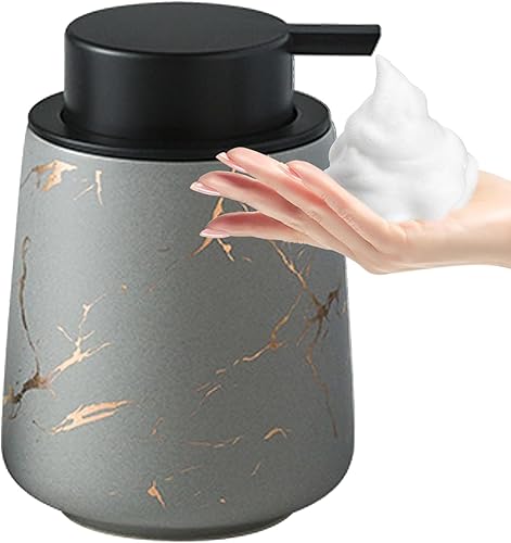 Tmore Botella de jabón de espuma de cerámica de 13.5 onzas, dispensador de jabón para platos de manos con bomba mate, dispensador de líquido de