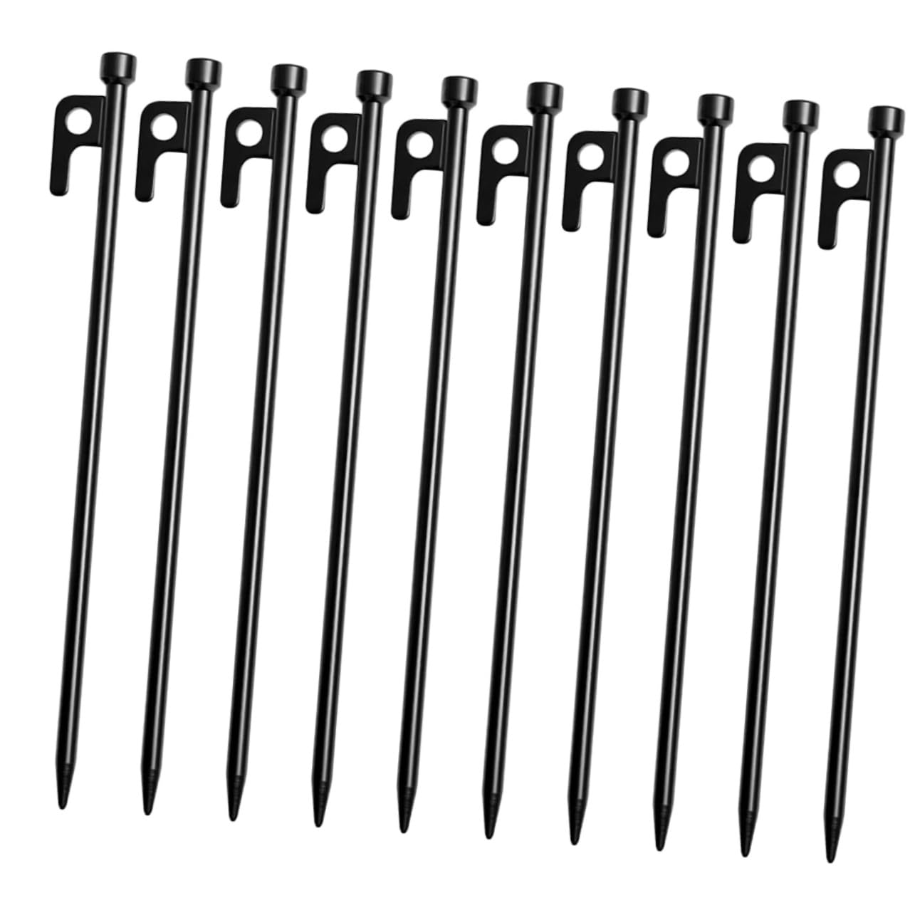 Piquets de Tente Noirs en Fonte, Lot de 10, pour Plage et Gazon
