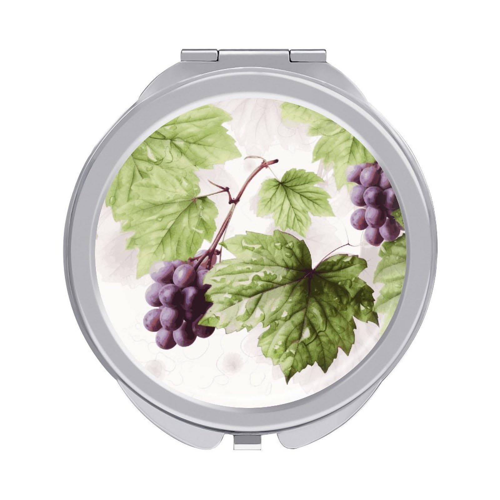 JTREHY Beautiful Grape Leaves Makeup Mirror Portable Folding Mirror Compact Travel Mirrors 2-Sided Round Pocket Mirrors Cute Handheld Beauty Mirror for Handbag Purse for Women Gift