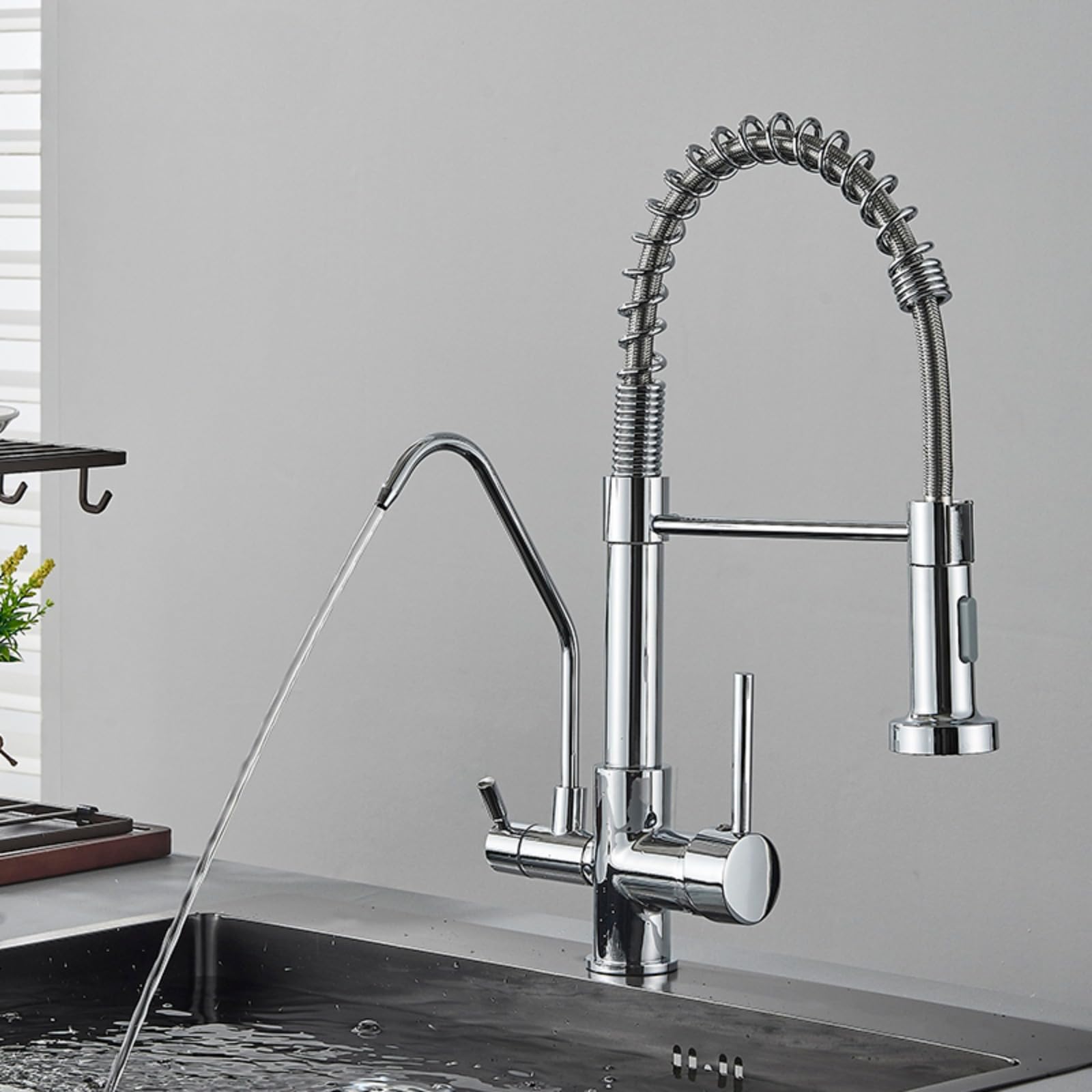 Verchromte Filtration Küchenarmatur Reinigung Spültischarmatur Deckinstallation Heiß- und Kaltkran Gourmet Küchenarmatur