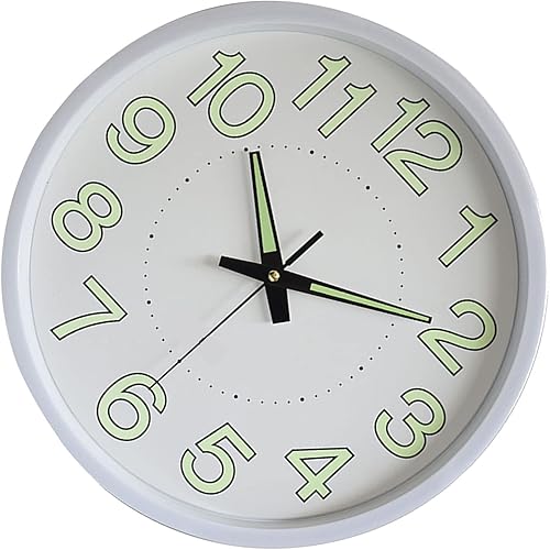 Miniatura 7 de Reloj de pared de 12 pulgadas, reloj de pared que brilla en la oscuridad, reloj de pared de madera silencioso sin tictac, reloj de pared decorativo