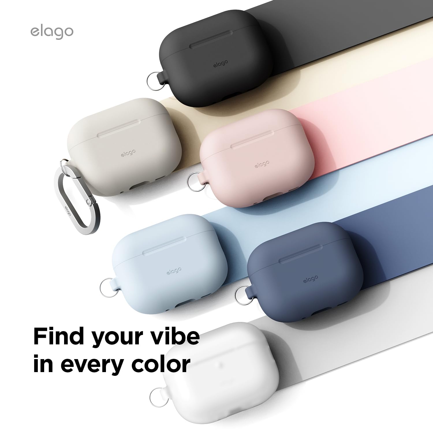 elago Custodia in Silicone Premium per AirPods Pro 3, Compatibile con Ricarica Wireless, Morbido, Protezione Totale, LED Frontale Visibile, con Moschettone (Nero)