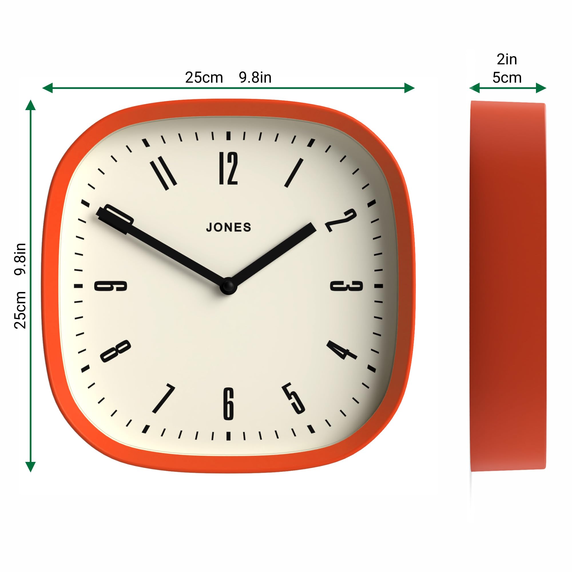 Jones Clocks® Marvel wall clock, Orange, 25 x 25 x 5cm - Image 3