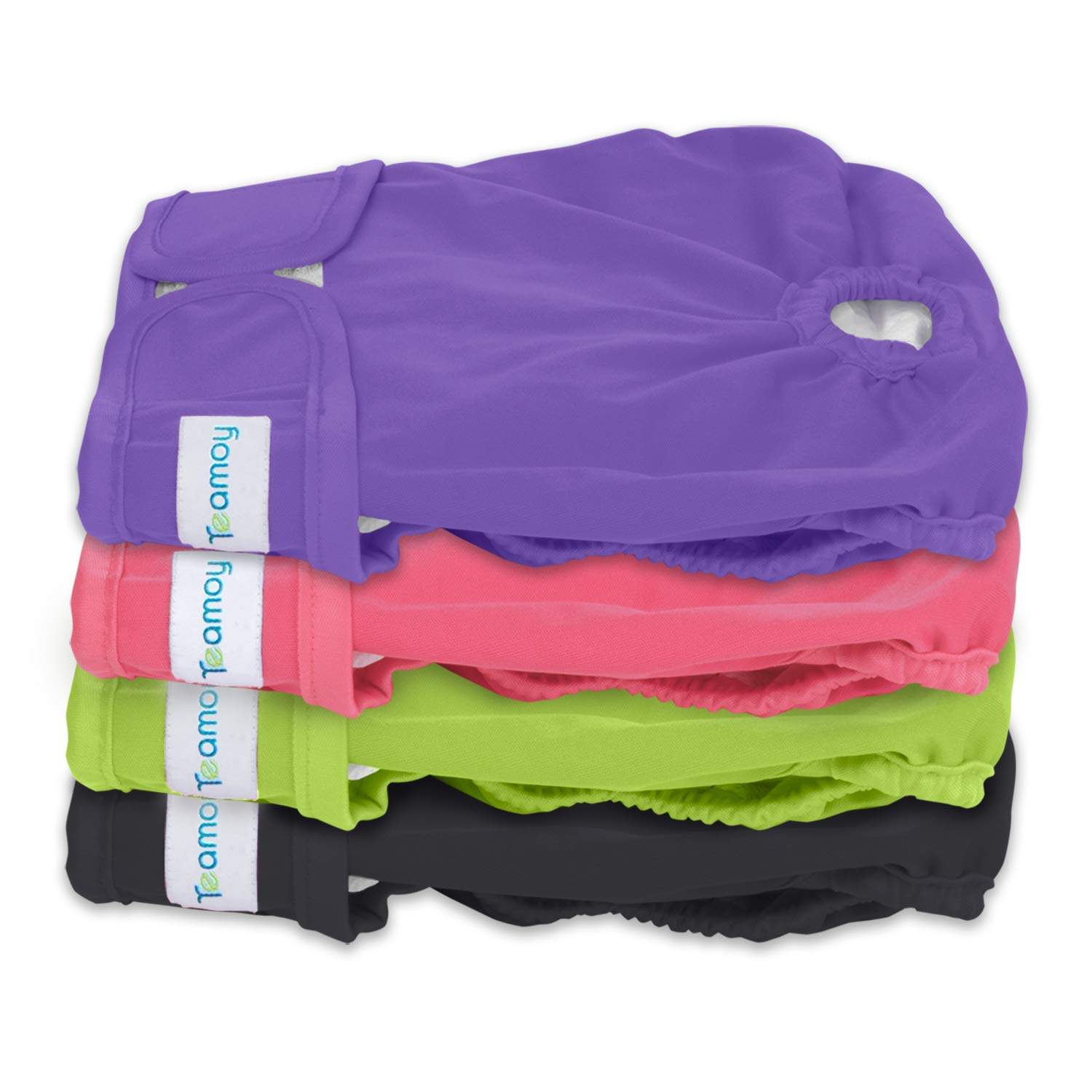 Teamoy 4 Piezas Pañal para Perros, Negro + Verde + Rosa + Morado, L1 | Pañales de Magasin Pet Lavable,pañales para Perros Hembra, Superabsorbente y Cómodo