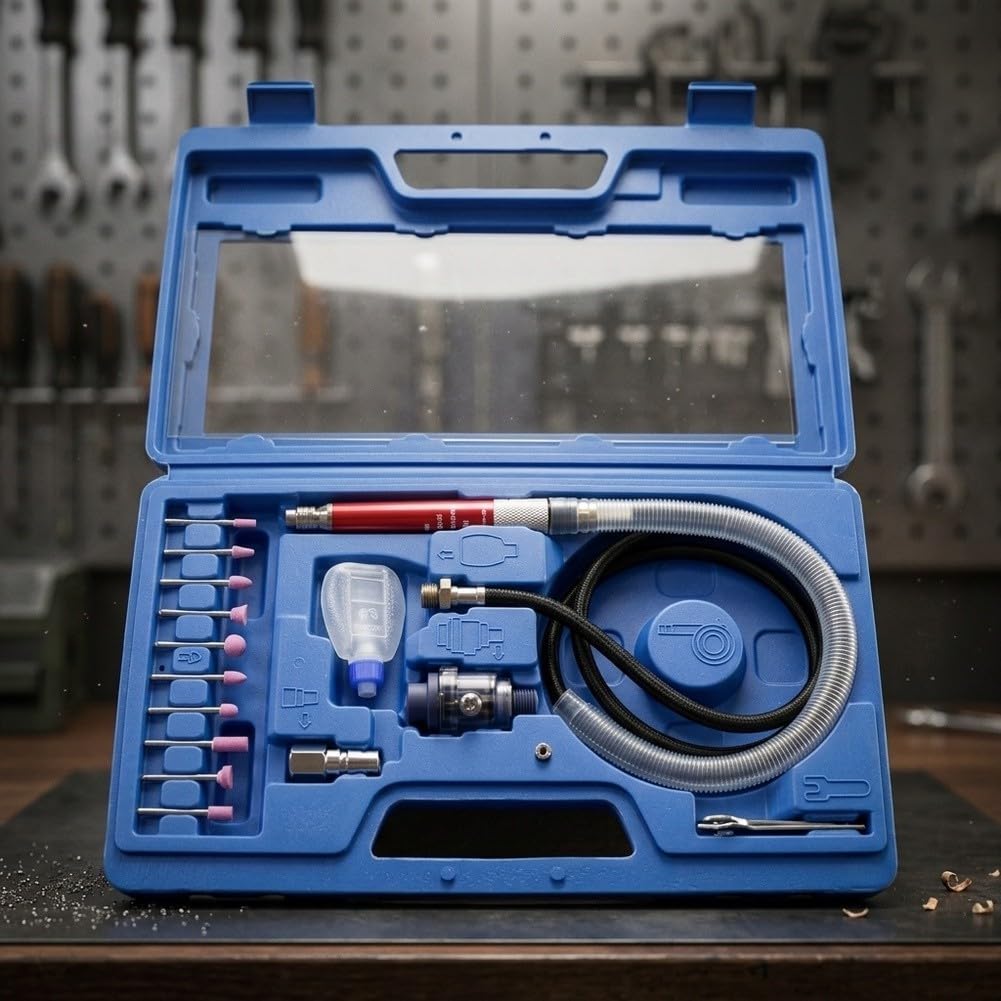 Amoladora Neumática Recta Kit con Fresa 3mm Metal