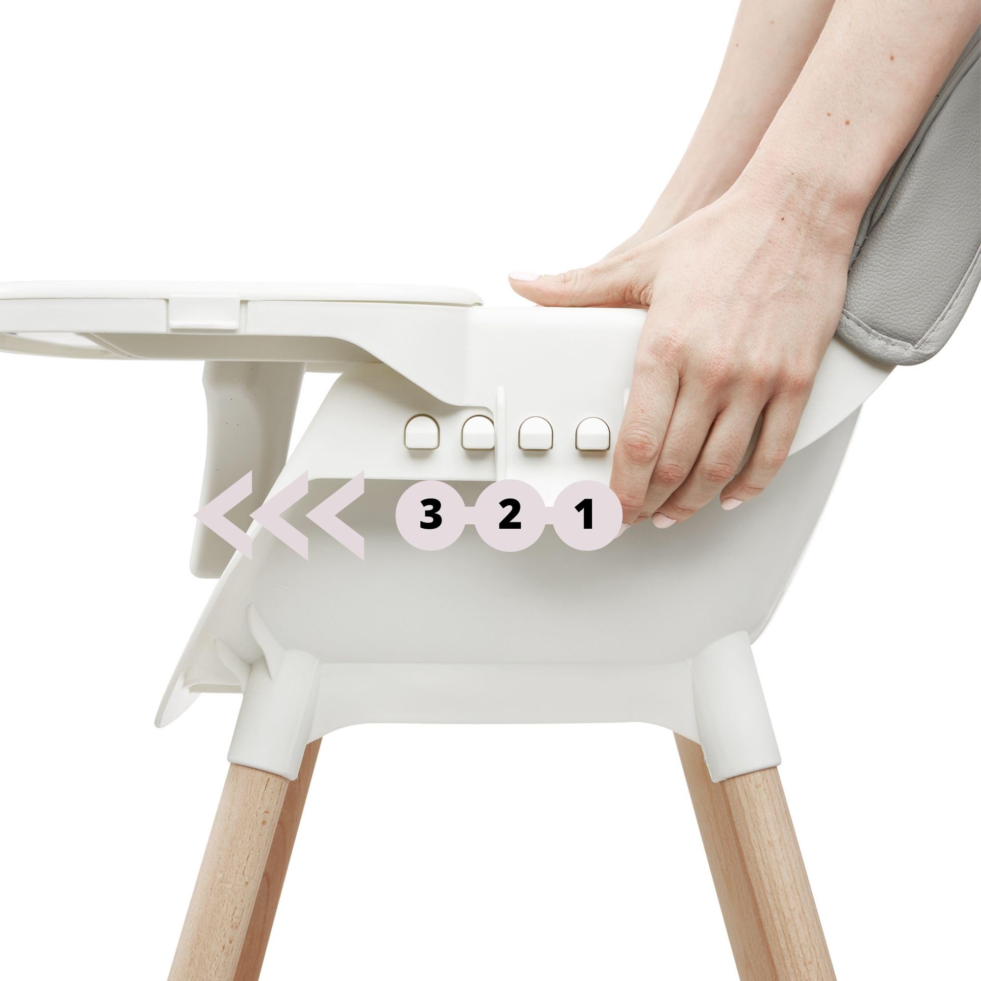 Moby-System Krzesełko do Karmienia Drewniane Amelia 2, 3w1 Krzesełko dla Dziecka od 6 m-cy do 6 lat, Krzesełko z Tacką i Podnóżkiem dla Dzieci, Pasy Bezpieczeństwa, Krzesło dla Starszaka, Szare