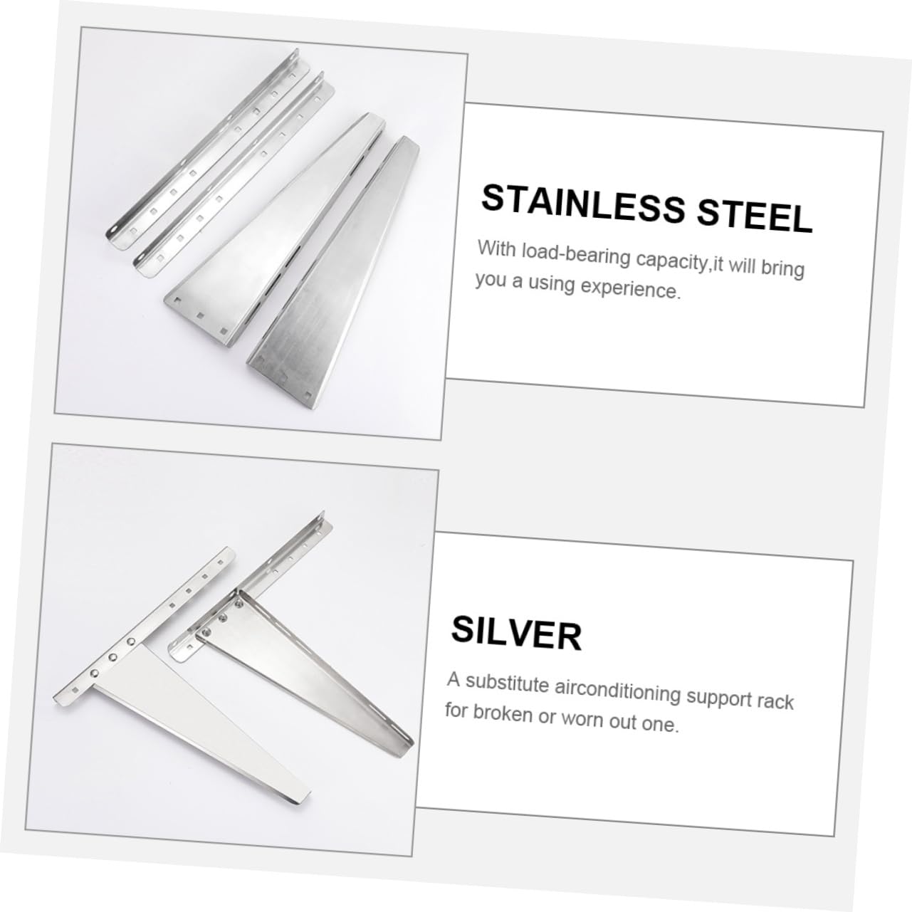 Staffe Climatizzatore Esterno in Acciaio Inox Rinforzato 200kg | Argento, Struttura Robusta per Unità Esterne, Supporto Affidabile e Riduce Vibrazioni e Rumore, Atmosfera Estiva