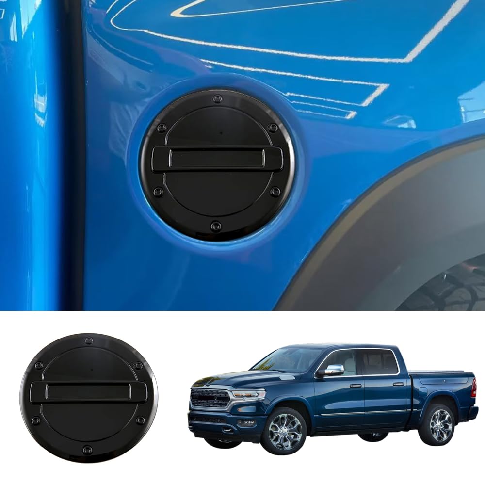 JIEOSDIN Car Accessories Exterior Gas Fuel Tank Cover Trims Compatible with Dodge RAM 1500 2024 2023 2022 2021 2020 2019 (Glossy Black) 1PC ABS