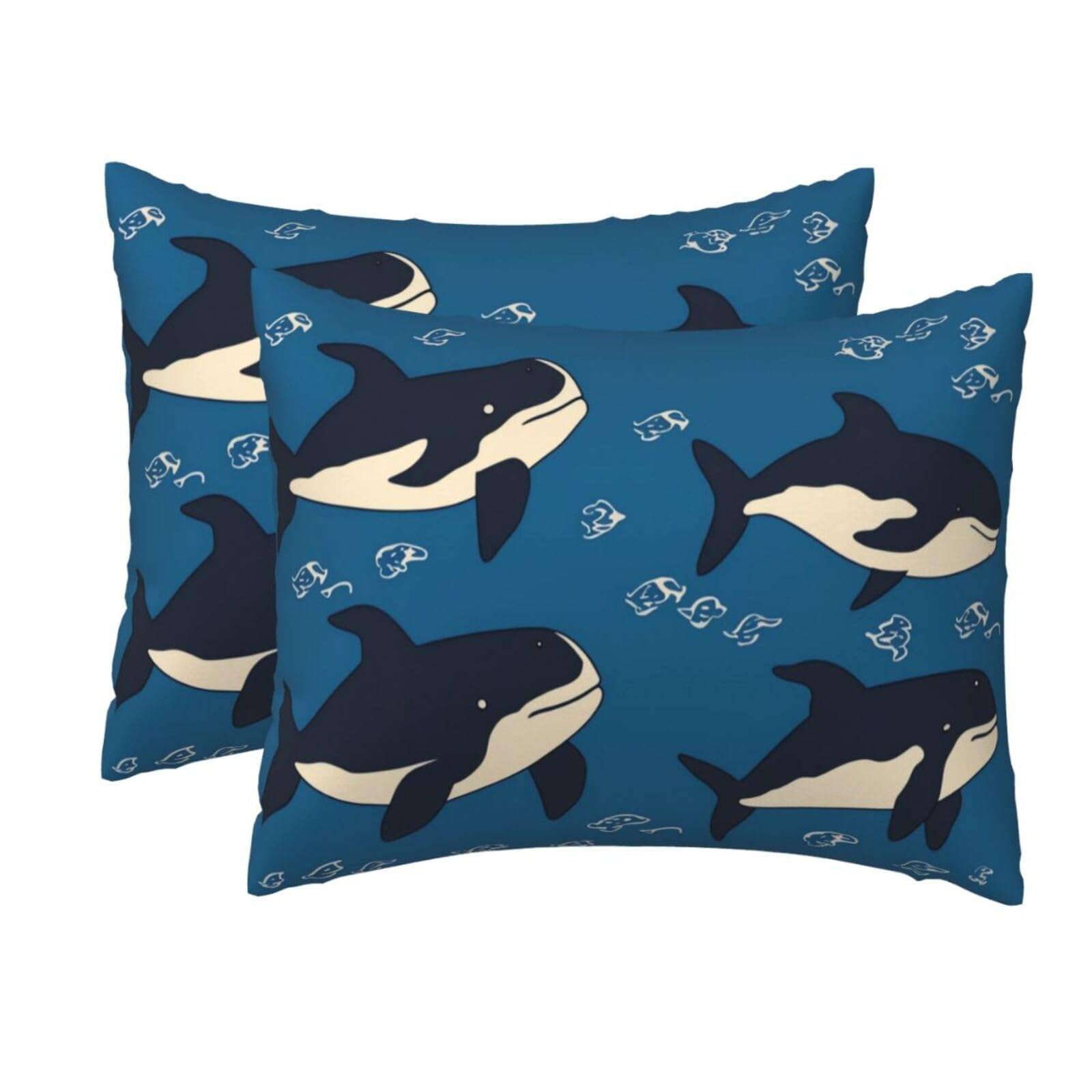 2 Pack Standard Size Pillow Cases for Hair and Skin Soft Breathable Pillow Case Covers with Hidden Zipper Whale Pillowcase 20x26 Inches Pillow Cover for Sleeping Gift