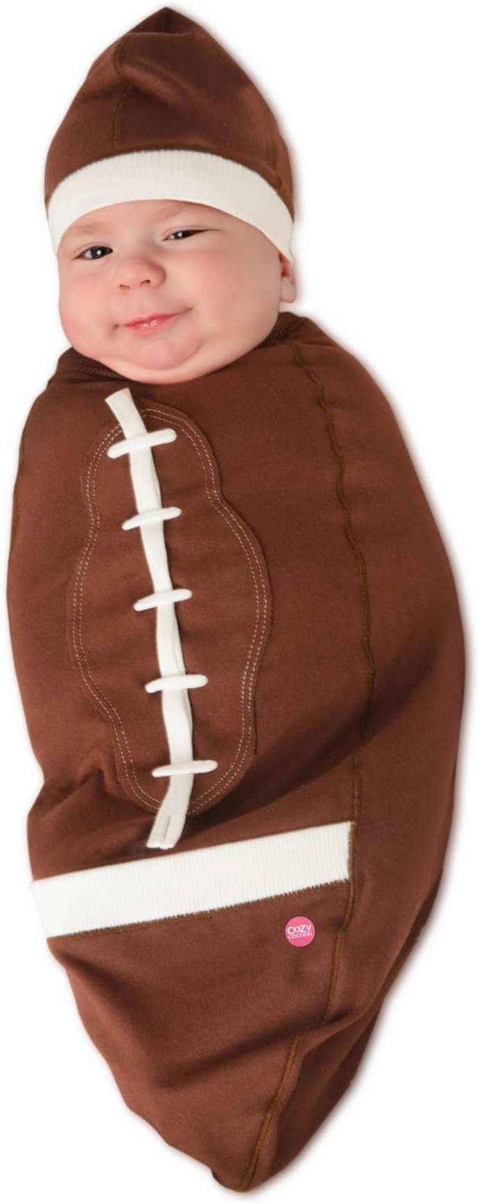 Cozy Cocoon - Baby Cocoon Swaddle & Matching Hat - Football - 0-3 Months - Made in USA