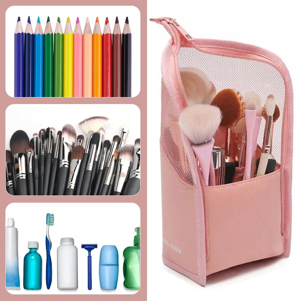 Sac De Pinceau Maquillage Porte Pinceau de Voyage Multifonctionnel Sac pinceaux cosmétique translucide Porte-Pinceau Maquillage Étanche Fermeture éclair Debout Cosmétique Brosse Poche Crayon Boîte