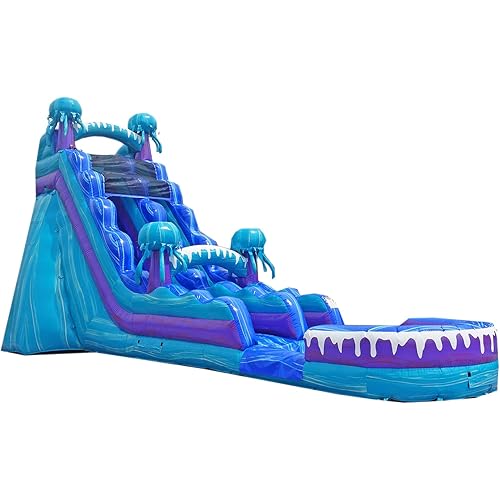 JumpOrange 19’ Electric Commercial Grade Water Slide with Splash Pool for Kids and Adults (with Blower), Outdoor Indoor, Wet Dry Use, Tall Inflatable