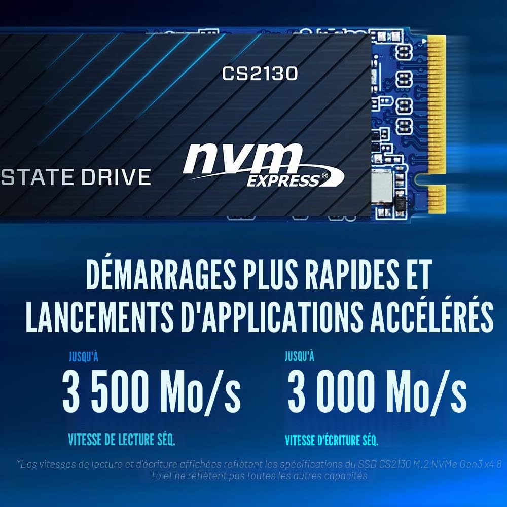 PNY CS2130 M.2 NVMe SSD Interne 1TB - jusqu'à 3500 MB/s