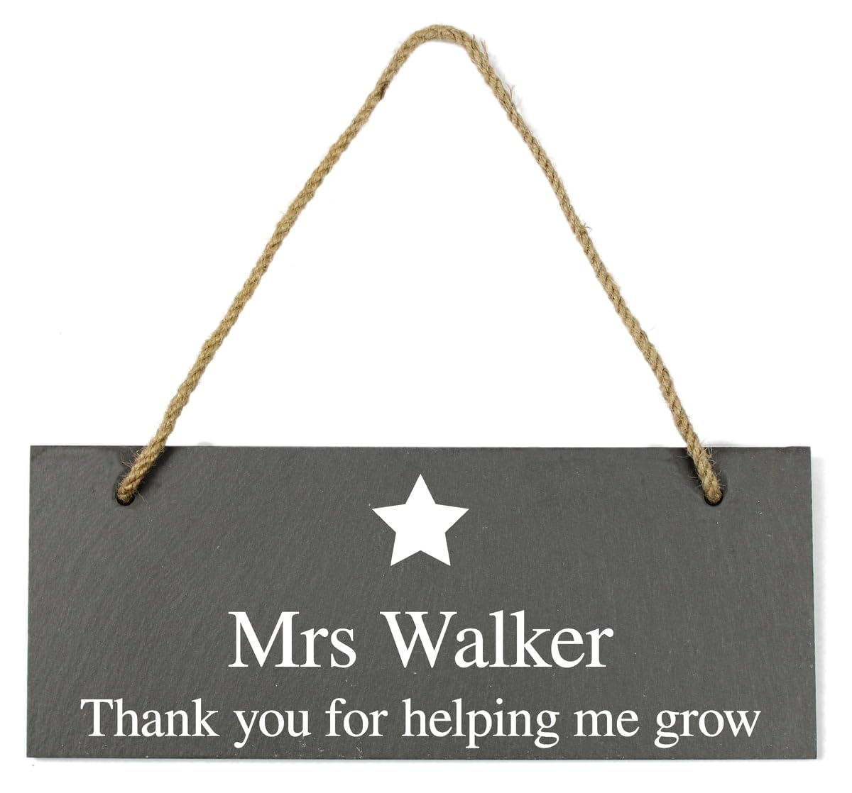 Personalised Star Motif Hanging Natural Slate Plaque/Sign - 25x10cm