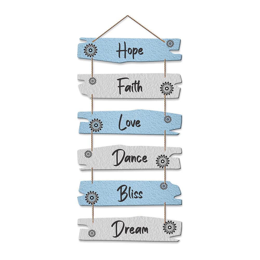 Artvibes Decorative Wall Hanging Ornaments Wood Art Decoration item for Living Room | Bedroom | Home Decor | Gifts | Quotes Decor Item | Wood Art For Hall | Mdf Modern Decoration, Set of 6(WH_3232N)