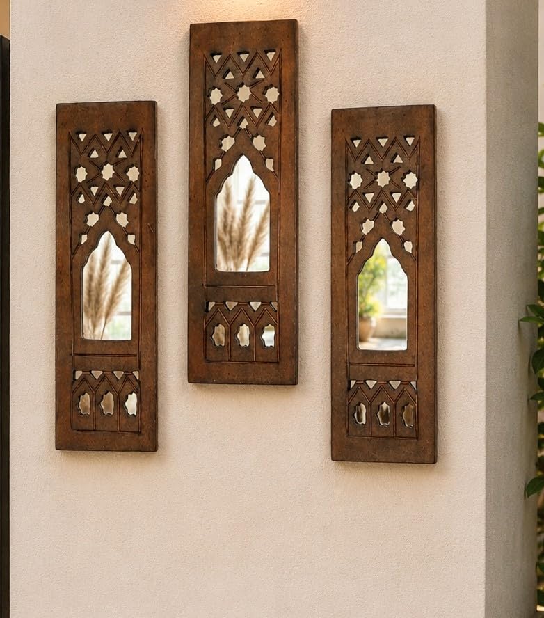 DE KRAFTSMAN wall panels for living room CARVED JHAROKHA style 3 wall decor handcarved antique wall hanging showpieces