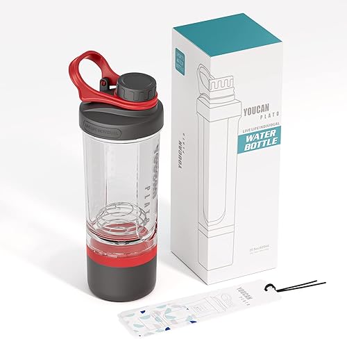 Miniatura 7 de Botella agitadora de proteínas de 21 onzas con almacenamiento para polvo, tazas agitadoras para proteínas, botellas de licuadora, agitador de