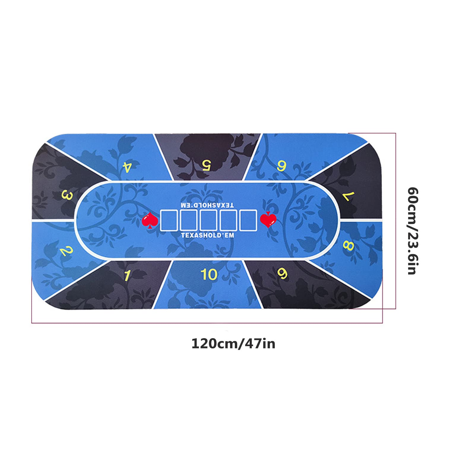 Tapete De Póquer Profesional De 47 '' X 24 '', 10 Jugadores, Portátil, De Goma, Texas Hold'em, Diseño De Mesa De Póquer con Bolsa De Transporte para Jugar a Las Cartas, Juegos De Póquer, Blackjack