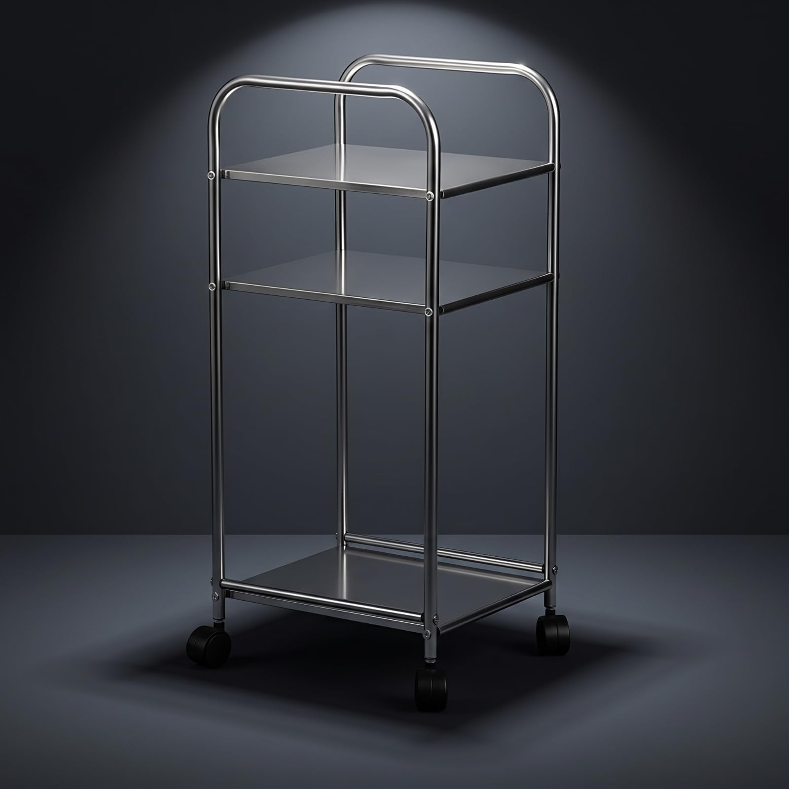 Carro de Almacenamiento Móvil Estantería Organizador Estante Carrito con Estructura de Acero Inoxidable Resistente y Diseño Abierto Ahorrador de, Moderno Simple, Dos Niveles Sin Ruedas