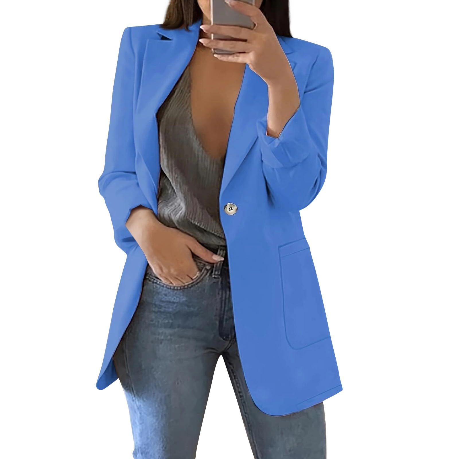 Womens Casual Blazers 2024 Winter Open Front Long Sleeve Work Office Suit Jackets Blazer