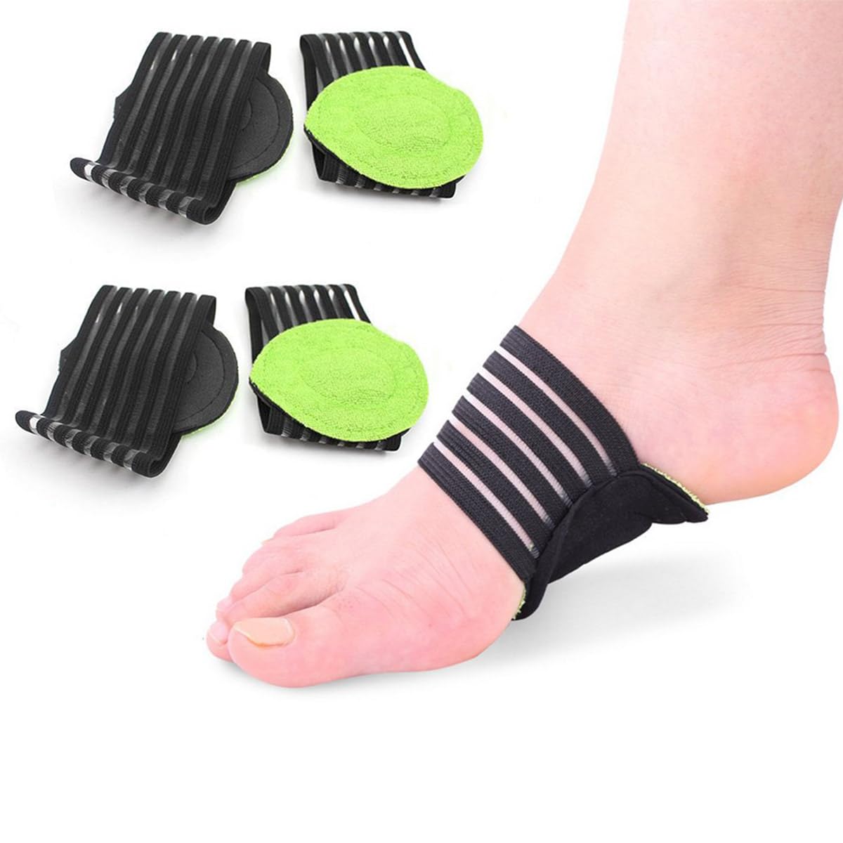 2 Pairs Extra Thick Cushioned Compression Arch Support with More Padded Comfort for Plantar Fasciitis, Fallen Arches, Heel Spurs, Flat and Achy Feet Problems