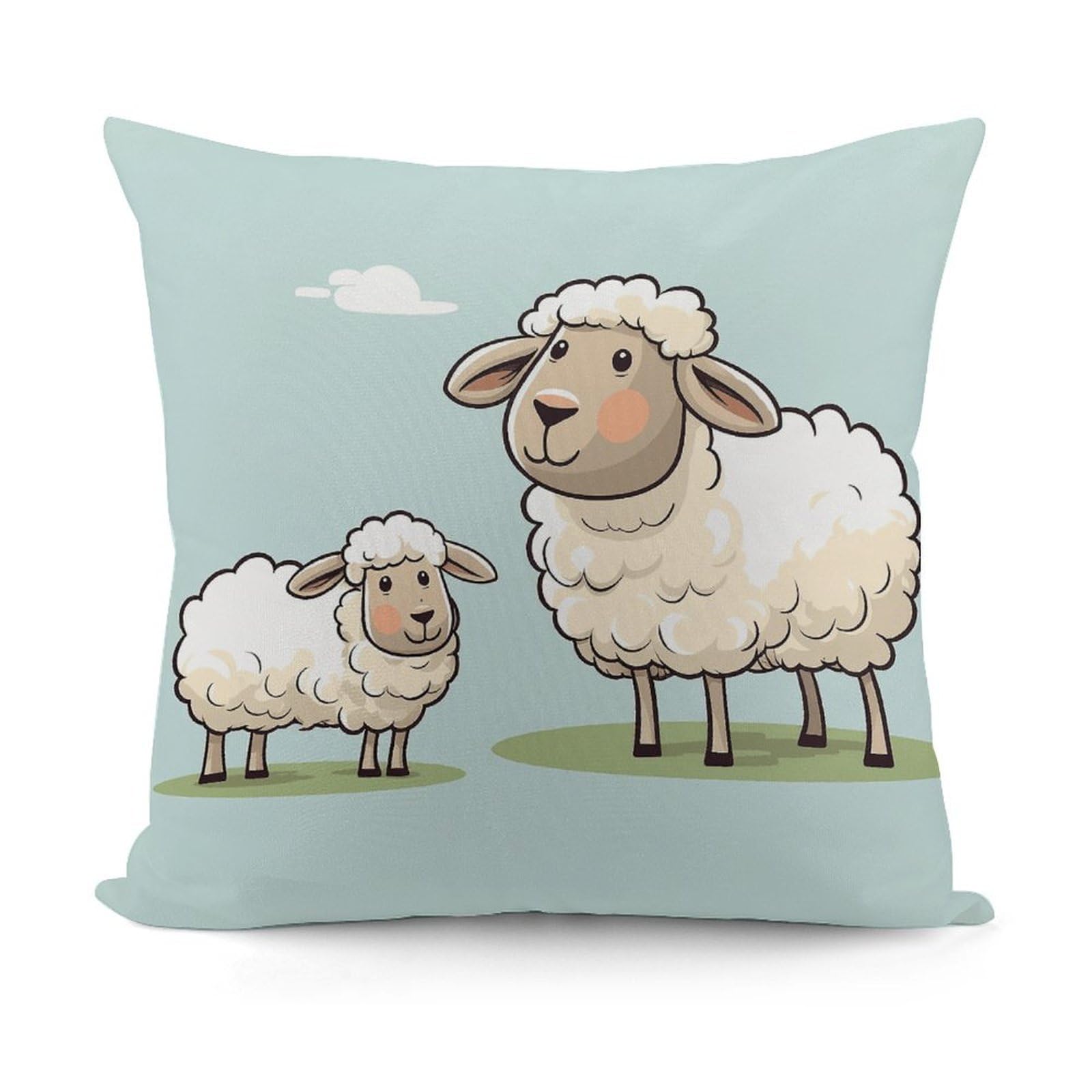 Adfgyerh Style Sheep And Lamb Cartoon Decorative Pillow Covers, Throw Pillow Covers Soft For All Seasons, Pillowcases For Couch Living Room Sofa Bedroom 18X18 Inch