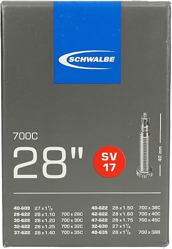 SCHWALBE Tubo de bicicleta con válvula Presta de 1.575 in, 28 x 1-1.75 pulgadas