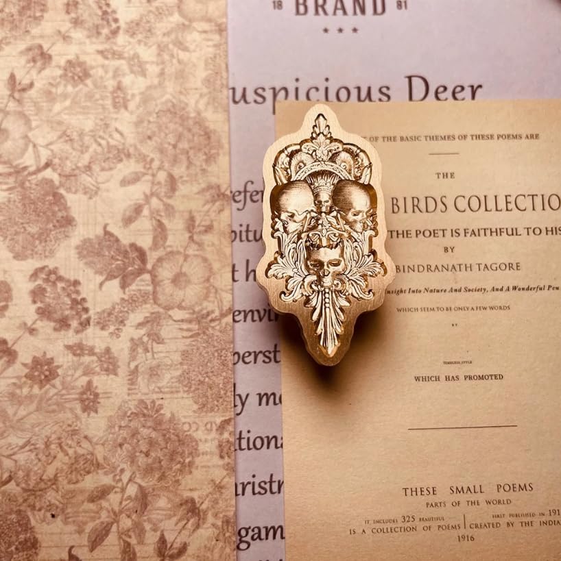 Mceal Wax Seal Stamp 3D Engraved Vintage Wax Stamp for Journals and Heaven & Hell Series - Skull Crown