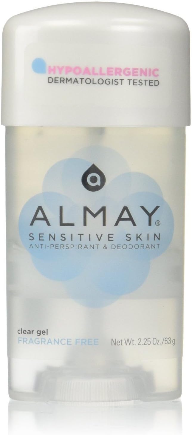 Almay Sensitive Skin Clear Gel, AntiPerspirant and Deodorant, Fragrance Free, 2.25