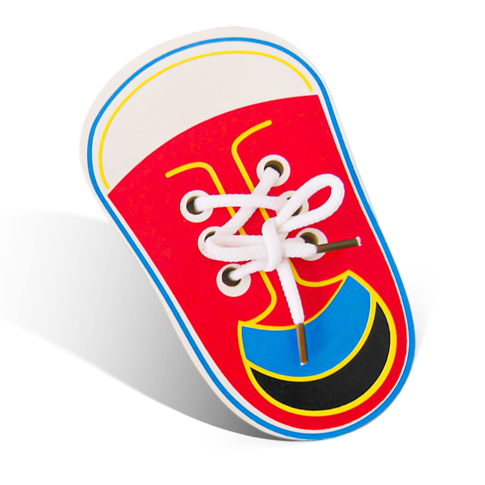 Wooden Lacing Shoe for Kids Toddler, Learn to Tie Shoe Laces Kids Practice Learn Tying Lace Shoes Teaching Tie Shoelaces Board Early Shoe Lace Aid Lacing Shoes Educational Tool Motor Skills Toys