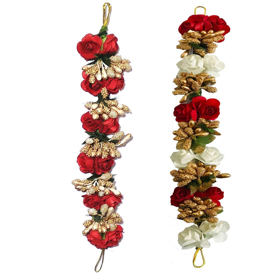 GuruEmbellish Artificial Flower Gajra Bun Juda Maker Flower Gajra Hair Accessories For Women and Girls Pack-02,Color-Red & White (B096RT9GG7) Amazon Price History, Amazon Price Tracker