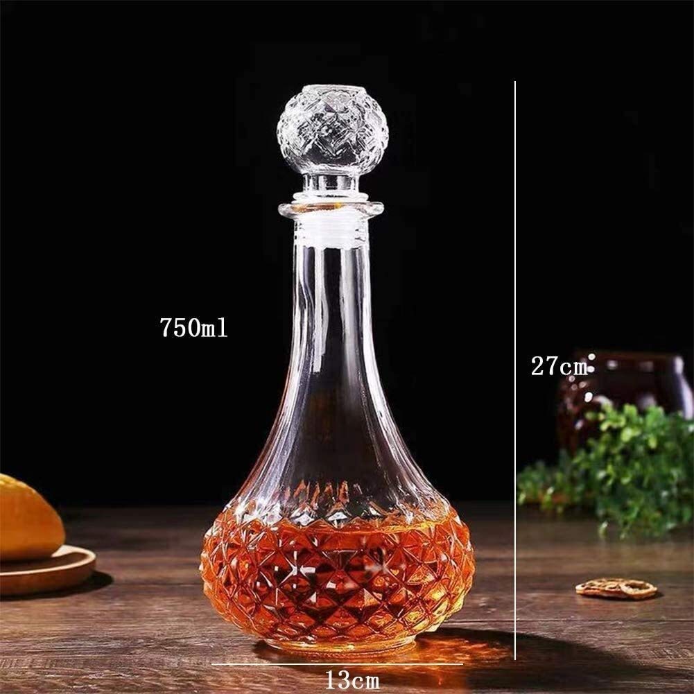 Karafka do whisky i zestaw kieliszków, szklana karafka do wina z korkiem, stojak Hanade szklany dozownik wina, karafka do whisky, karafka alkoholowa do alkoholu (rozmiar: 6)