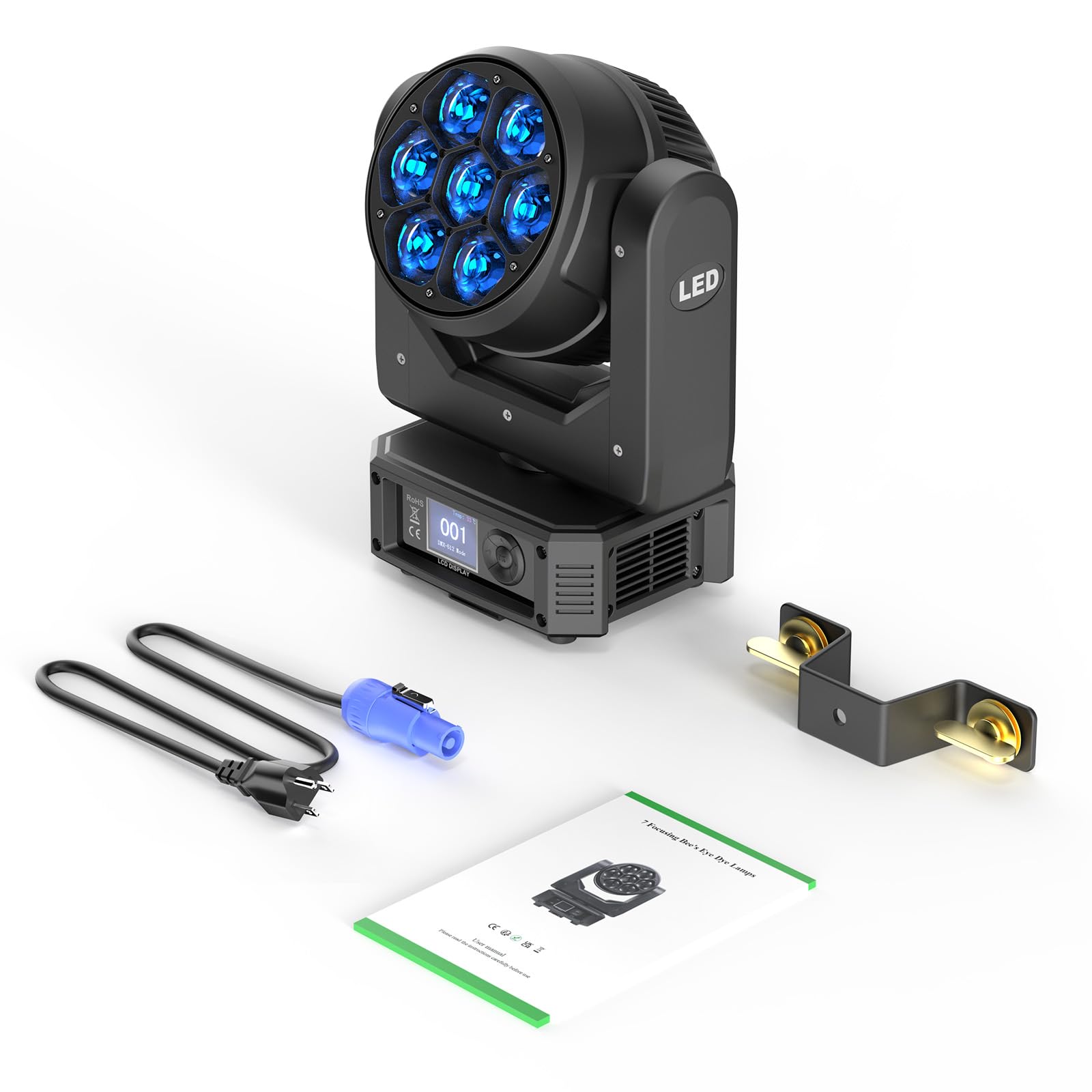Teste Mobili 7X40W Luci RGBW Beam Funzione Zoom Effetto Luci Discoteca DMX 23CH/35CH/51CH per Natale Feste Concerti Club