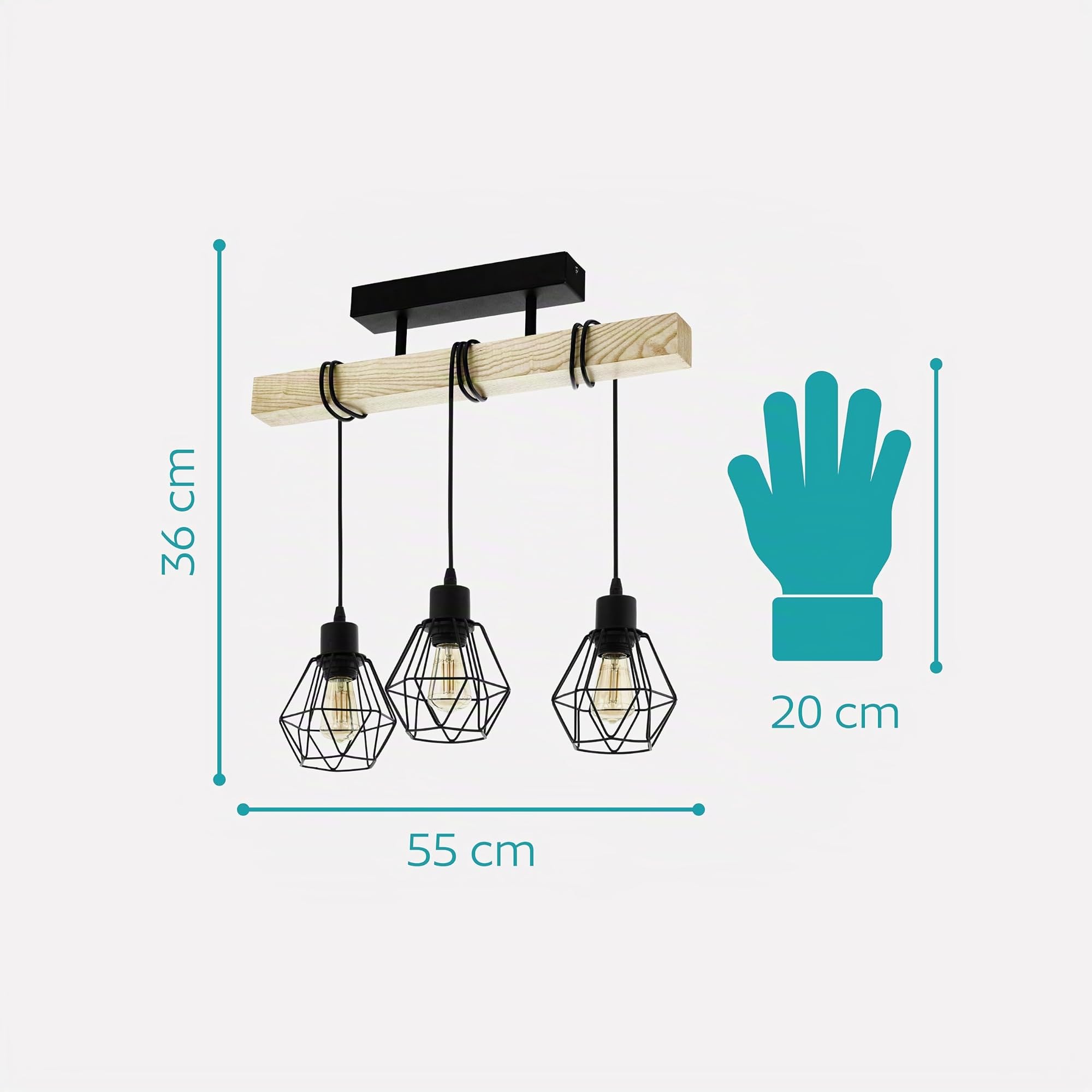 Eglo Lámpara de techo TOWNSHEND 5, 3 bombillas de estilo industrial